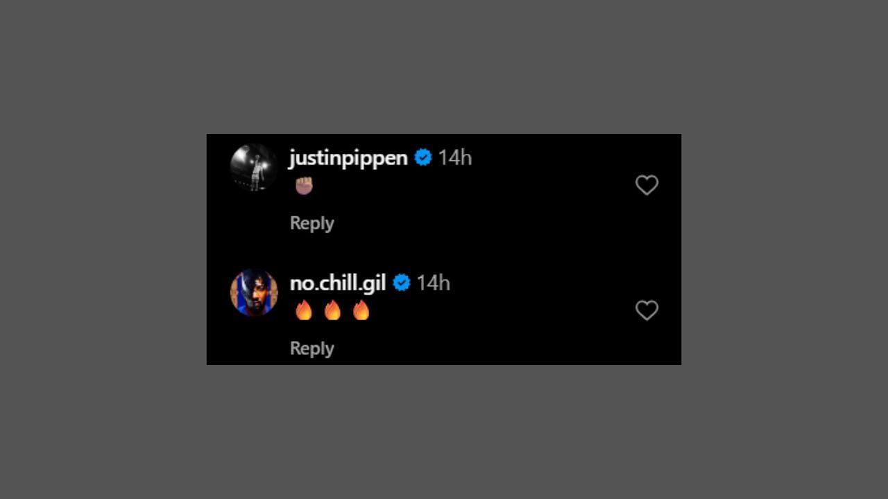 Gilbert Arenas comments on Preston Pippen's IG post. (Credits: @prestonpippen/Instagram)